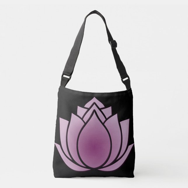 Bolsa Ajustável Lótus violeta-vermelha em preto (Frente)