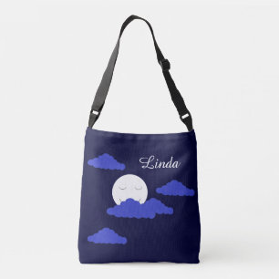 Bolsa Ajustável Lua Cheia Sorrindo com Nuvens: Azul Escuro