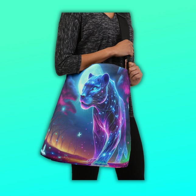 Bolsa Ajustável Lua e Panther Neon Holográfico Coloridos | (Criador carregado)