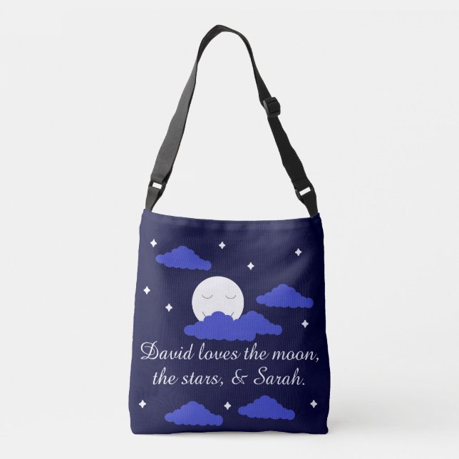 Bolsa Ajustável Lua Romântica com Estrelas: (Verso)