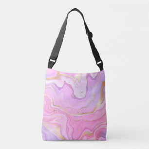 Bolsa Ajustável Luxo Marble Glitter Rosa Púrpura Dourada