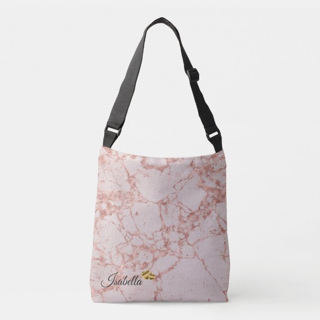 Bolsa Ajustável Luxo Rosa Rosa Rosa Esbranquiçada Mármaco Lente Ad (Frente)