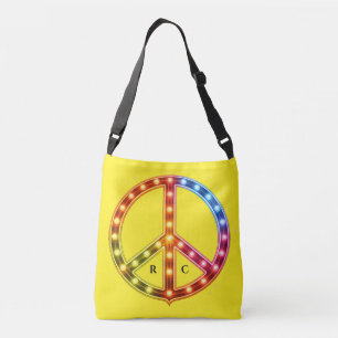 Bolsa Ajustável Luzes de Neon de Iniciais Sinal de Paz Dupla Face