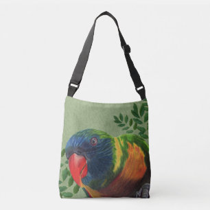 Bolsa Ajustável Macaw Parrot Colorido Sentado na Fábrica de Folha