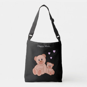 Bolsa Ajustável Mãe Feliz & Ursos Fofos em Preto