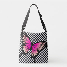 Bolsa Ajustável Magenta Butterfly Checker Cross Body Tob
