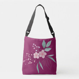 Bolsa Ajustável Magenta Escura com flor Rosa