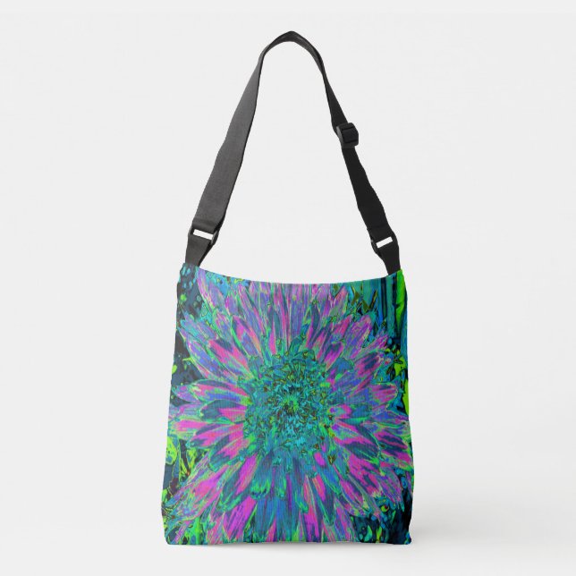 Bolsa Ajustável Magenta Psicodélica, Aqua e Dália Verde limão (Frente)