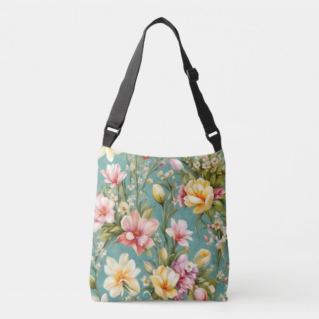 Bolsa Ajustável Magnólia Amarela refinada com flores brancas (Frente)