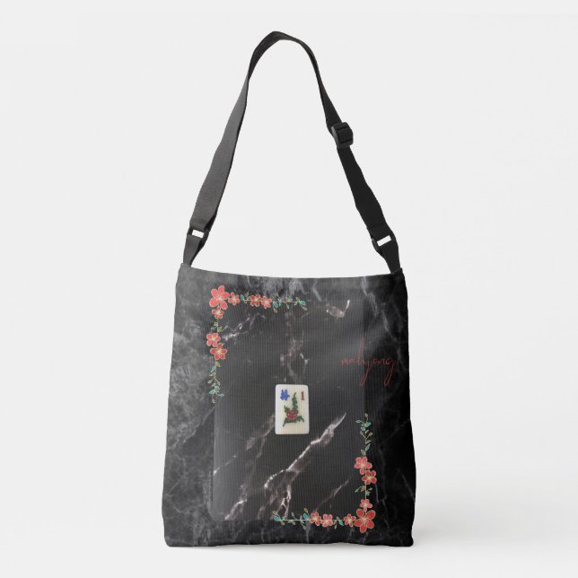 Bolsa Ajustável Mahjong Crossbody Bag Floral em Marble Design (Verso)