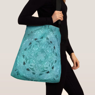 Bolsa Ajustável Mandala floral étnica do grunge de turquesa