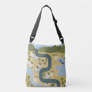 Bolsa Ajustável Mapa de viagem de férias de paisagem de desenho an