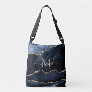 Bolsa Ajustável Marinho Azul Dourado Crossbody Bag Nome Personaliz