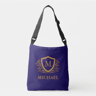 Bolsa Ajustável Marinho Azul e Dourado Nome do Monograma Personali