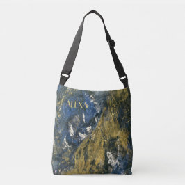 Bolsa Ajustável Marinho Elegante Azul Preto Dourado Abstrato