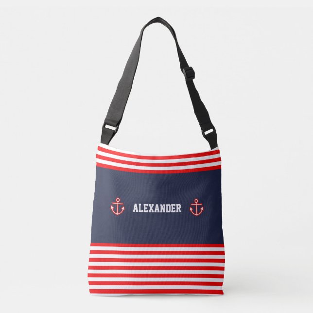 Bolsa Ajustável Marinho Marinho Real - Stripes Brancas Vermelhas R (Frente)