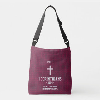 Bolsa Ajustável Maroon Blue Flowers Bíblia Verse Christian
