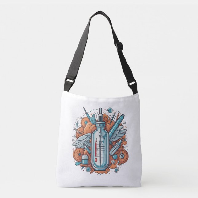 Bolsa Ajustável Medical Vial Art – Syringe & Pill Bottle Wings (Frente)