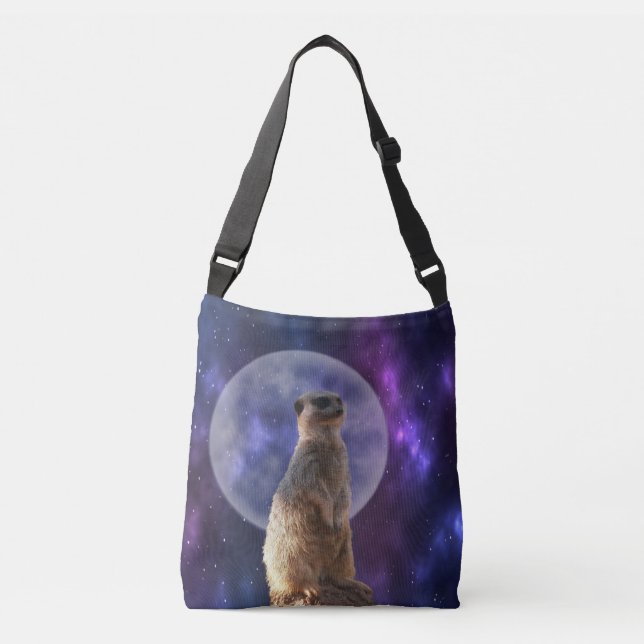 Bolsa Ajustável Meerkat No Blue Moonlight Night Watch, (Frente)