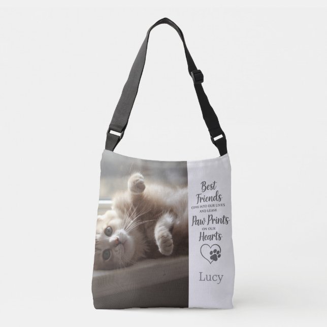 Bolsa Ajustável Memorial de Gato com Foto Personalizada (Frente)