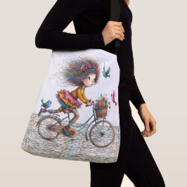Bolsa Ajustável Menina de Bicicleta Fofo e Excêntrico - Veja Verso