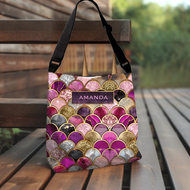 Bolsa Ajustável Mereia-de-ouro rosa-branca e branca escamoteia-se (Criador carregado)