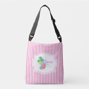Bolsa Ajustável Miami, Florida, palmas, flores, listras