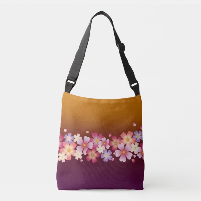 Bolsa Ajustável Mistura Sakura Blossoms Kimono Style Burgundy e Do (Frente)