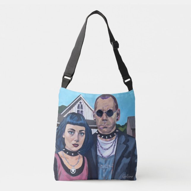 Bolsa Ajustável Modern American Gothic  Art- Grant Woods Inspired (Frente)