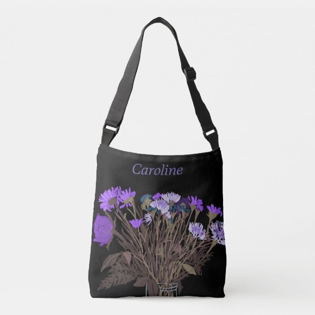 Bolsa Ajustável Modern Boho Spring Flowers+ Name (Frente)