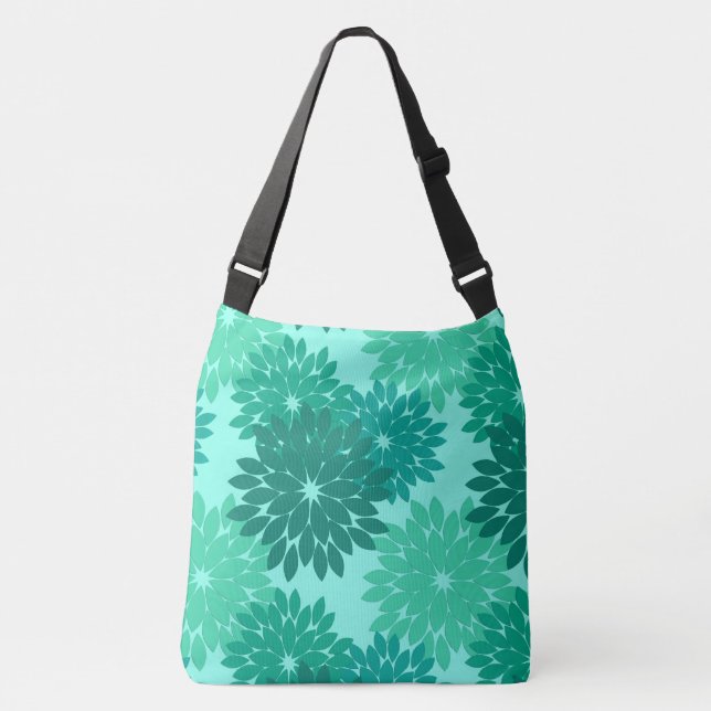 Bolsa Ajustável Modern Floral Kimono Impressão, Turquoise, Teal &  (Frente)