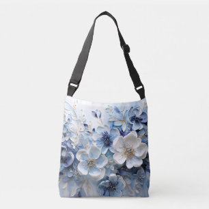Bolsa Ajustável Moderno Botânico Floral Azul Branco Elegante