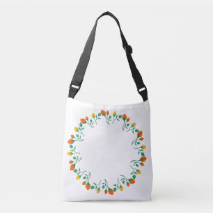 Bolsa Ajustável Moldura redonda floral com flor amarela e rosa ver