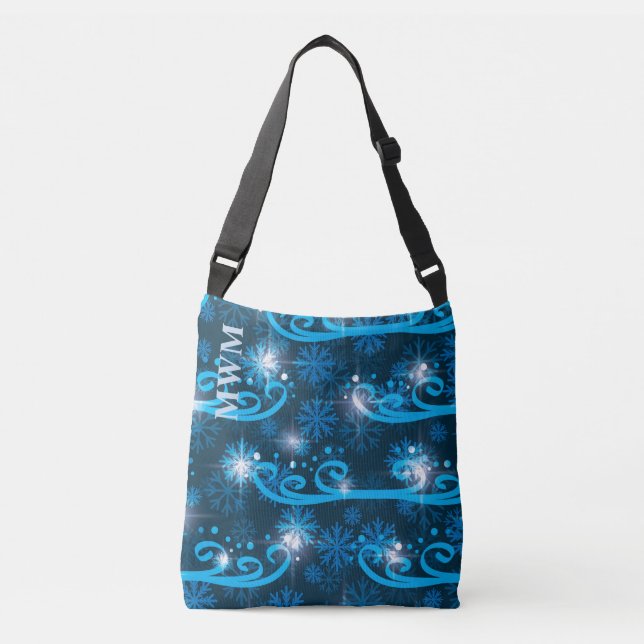 Bolsa Ajustável Monagram Winter Wind Blue Personalizado (Frente)