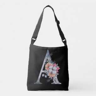 Bolsa Ajustável Monograma A Floral Azul Rosa Pêssego Preto