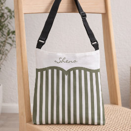 Bolsa Ajustável Monograma com Listras Verdes Oliva