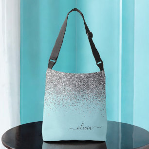 Bolsa Ajustável Monograma da Garota Azul-Teal Negra