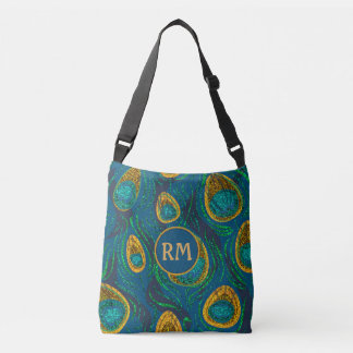 Bolsa Ajustável Monograma de Abstrato de pena de Peacock