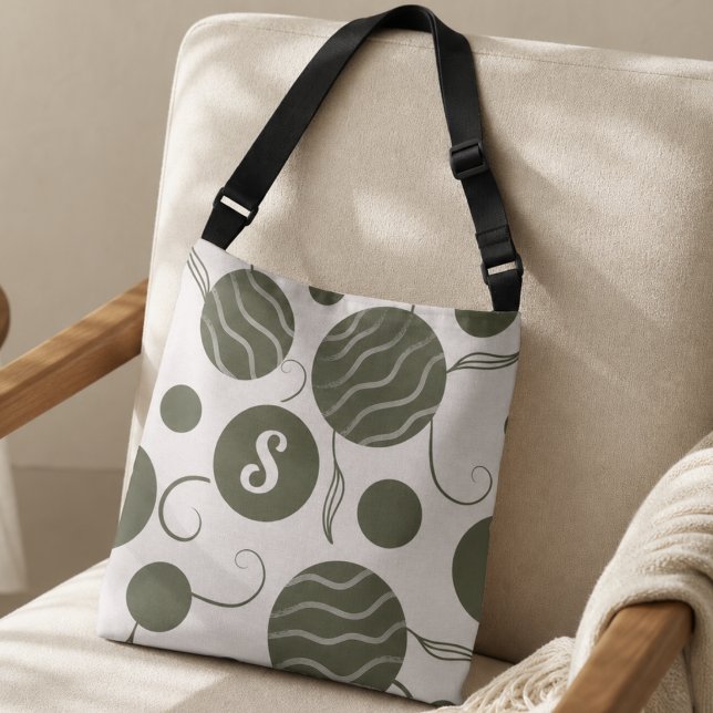 Bolsa Ajustável Monograma de Círculos Verde Oliva (Wavy circles, crisp contrast, and a splash of garden vibes, this bag’s ready for your next outing.)