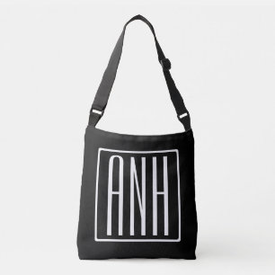Bolsa Ajustável Monograma de iniciais Modernas 3 Negrito Branco
