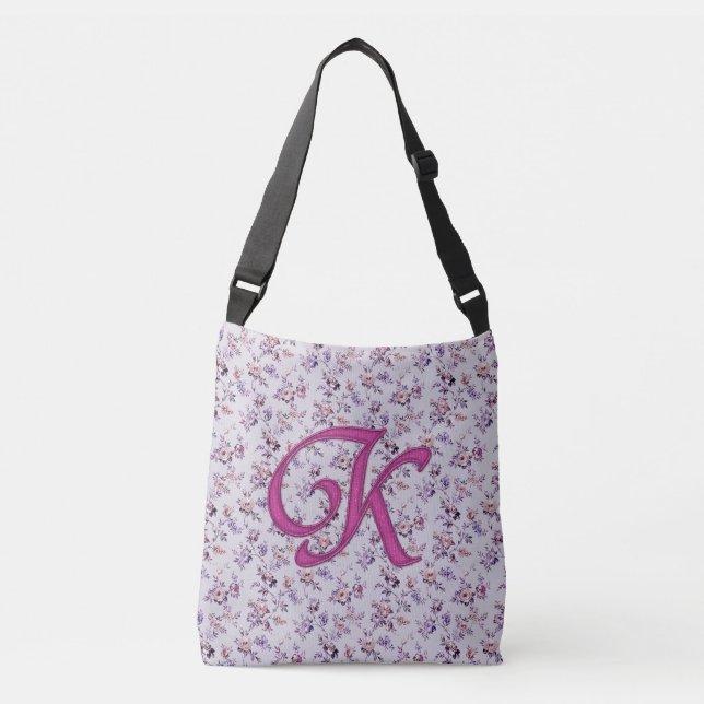 Bolsa Ajustável Monograma de luxo floral K (Frente)