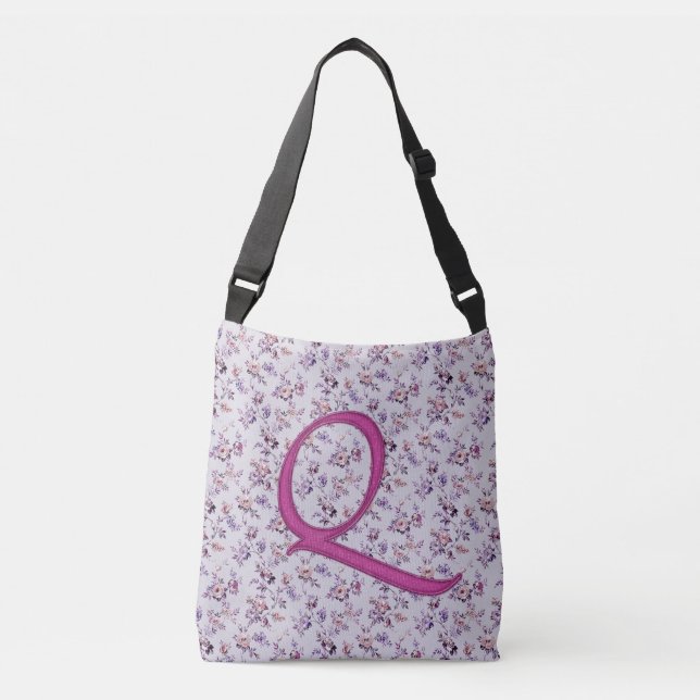 Bolsa Ajustável Monograma de luxo floral Q (Frente)