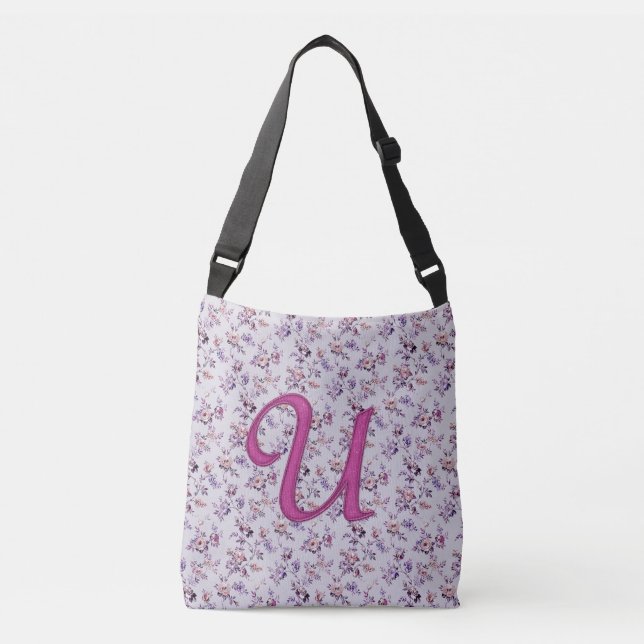 Bolsa Ajustável Monograma de luxo floral U (Frente)