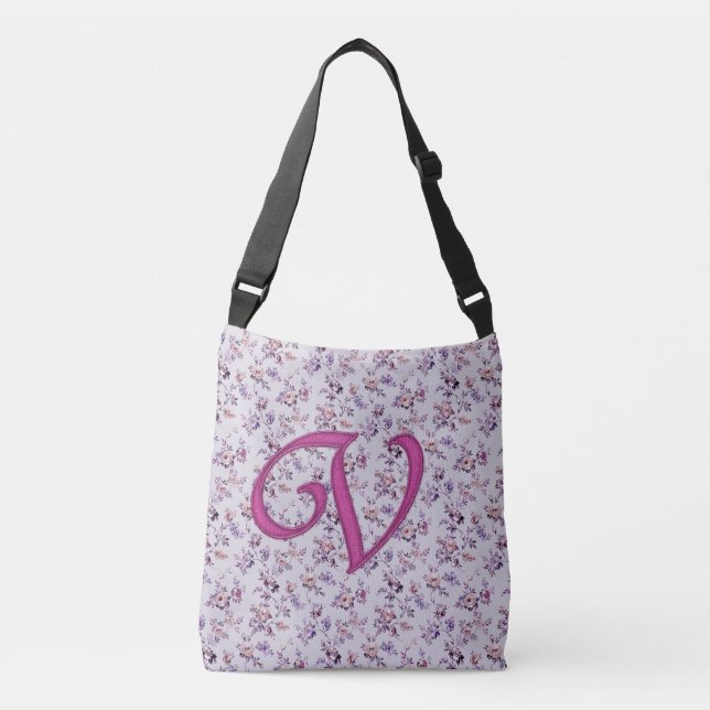 Bolsa Ajustável Monograma de luxo floral V (Frente)