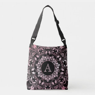 Bolsa Ajustável Monograma de Mandala Preto Metálico Cor-de-Rosa Ch