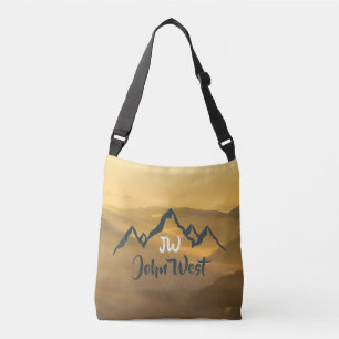 Bolsa Ajustável monograma de montanhas personalizável do nascer do