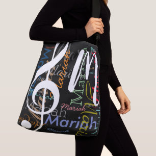 Bolsa Ajustável Monograma de música "Clef" com nomes a cores preto