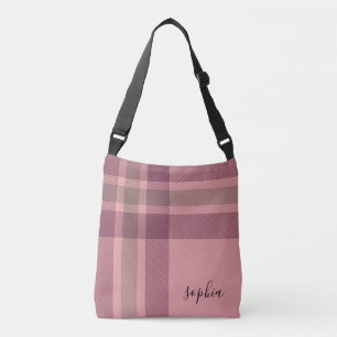 Bolsa Ajustável Monograma de Xadrez rosa e borgonha