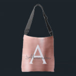 Bolsa Ajustável Monograma Dourado de aço inoxidável rosa rosa rosa<br><div class="desc">Rosa Rosa Rosa Rosa Dourada Faux Stainless Steel Elegante Bag. Este saco pode ser personalizado para incluir o seu nome inicial e próprio.</div>