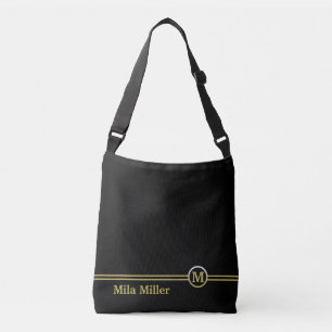 Bolsa Ajustável Monograma Dourado sobre fundo preto 